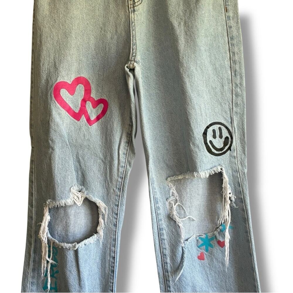 S.O.N.G. 90s boyfriend high waisted graffiti jeans size 7 / 28 - Picture 3 of 10